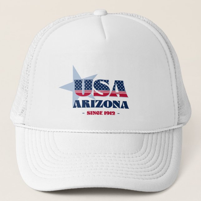 Casquette Patriotique Arizona Typographie Trucker Chapeau (Devant)