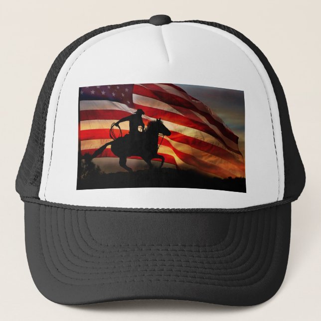 Casquette Patriotique Cowboy Pays Western Roper Horse (Devant)