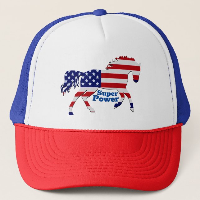 Casquette Patriotique Horse Super Power - American Flag Desi (Devant)