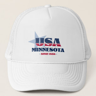 Casquette Patriotique Minnesota Typographie Trucker Chapeau