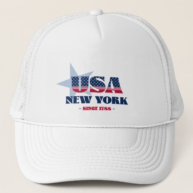 Casquette Patriotique New York Typographie Trucker Chapeau (Devant)