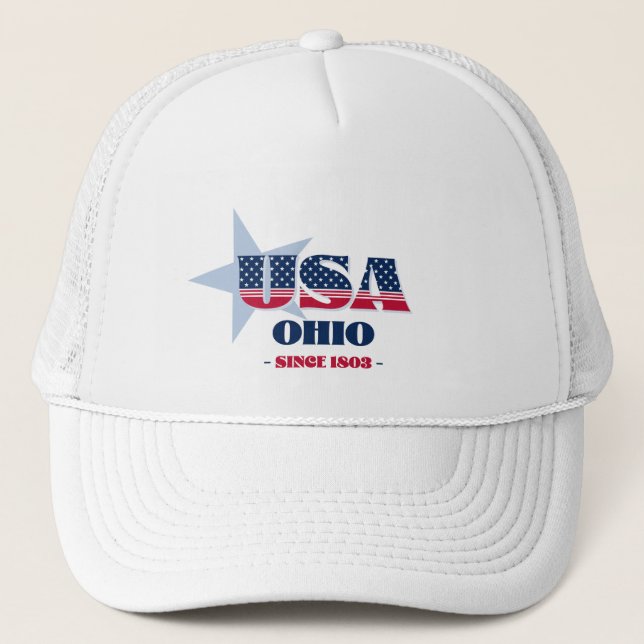 Casquette Patriotique Ohio Typographie Trucker Chapeau (Devant)