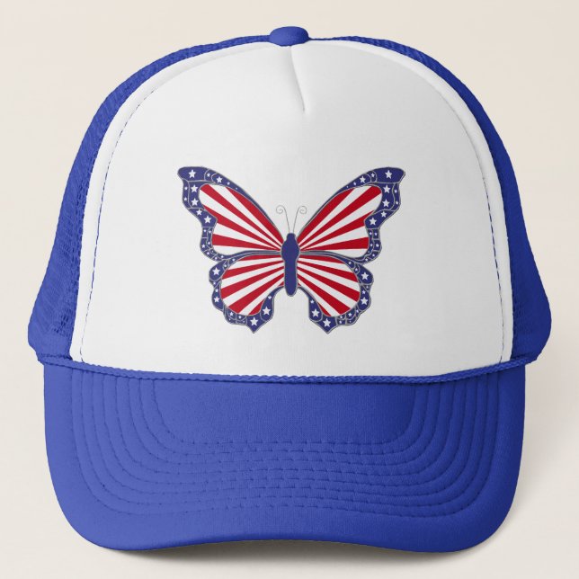 Casquette Patriotique Rouge Blanc Et Bleu Papillon (Devant)