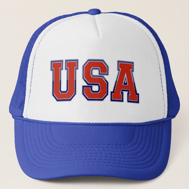 CASQUETTE PATRIOTIQUE U.S.A. EN BLANC ROUGE ET BLEU (Devant)