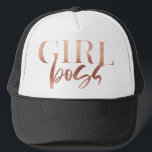 Casquette Patron de fille | Texte noir or Rose |<br><div class="desc">GIRL BOSS - moderne,  ludique,  tendance et puissant ***Pour des articles de papeterie,  de publicité ou de merchandising zazzle supplémentaires pour correspondre à cet article,  veuillez nous contacter par l'intermédiaire du contact designer sur notre page d'accueil zazzle.</div>