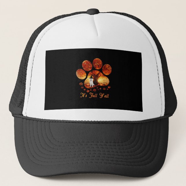 Casquette Paw Tree It’s Fall Y’all White Dog (Devant)