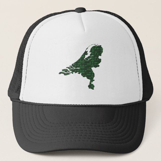 Casquette Pays-Bas numérique - code binaire sur la carte du  (Devant)