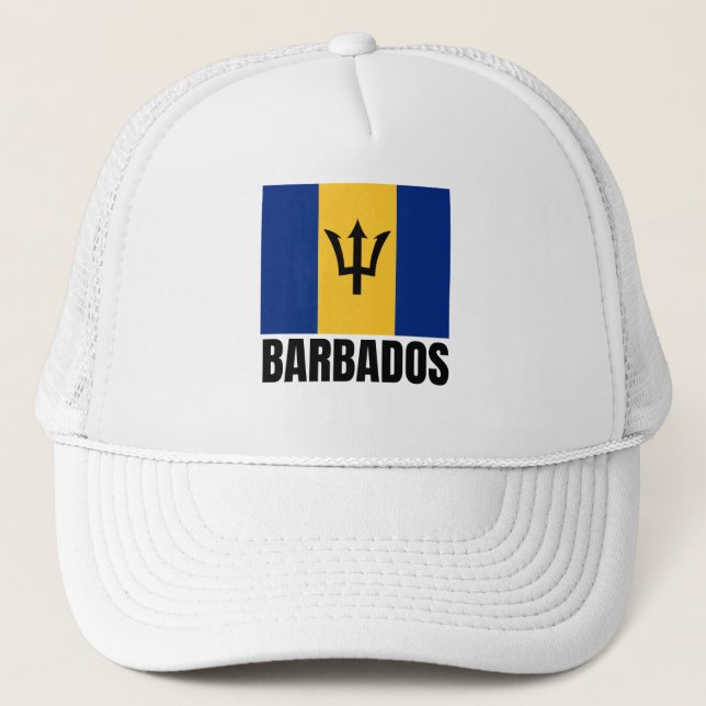 Casquette Pays Drapeau Barbade Bleu Bleu Bleu Île Jaune (Devant)