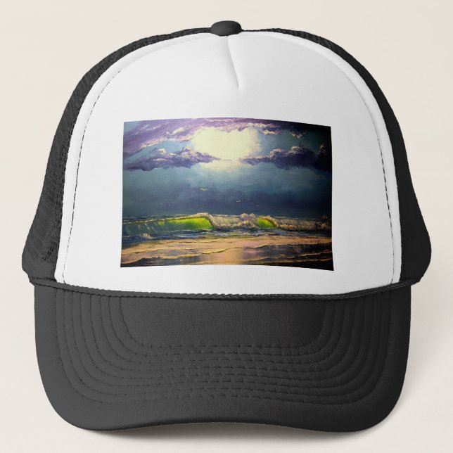 Casquette Paysage marin éclairé par la lune (Devant)