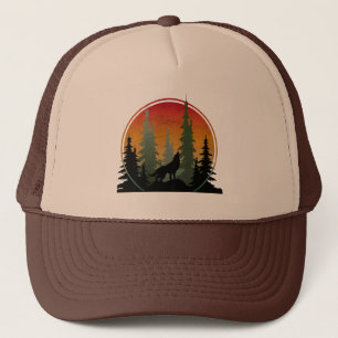 Casquette Paysage naturel Loup au coucher du soleil