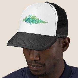 Casquette Paysage urbain de New York à l'aquarelle en bleu e