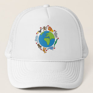 Casquette Peace And Love Cute Cartoon Animaux du monde