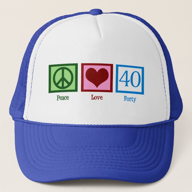 Casquette Peace Love 40e anniversaire mignonne fête (Devant)