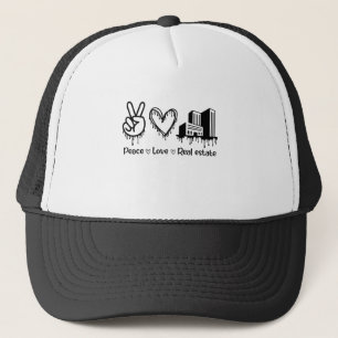 Casquette Peace Love Agent Immobilier Cadeau Parfait