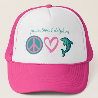 Casquette Peace, Love, and Dolphins Hat