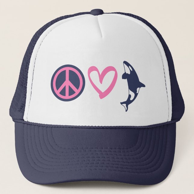 Casquette Peace, Love, and Orcas (Devant)