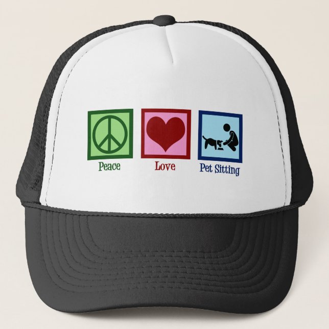 Casquette Peace Love Animal Sitting Chien Service de marche (Devant)