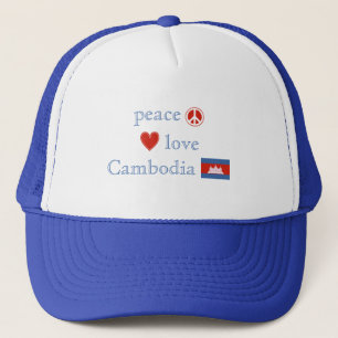 Casquette Peace Love Cambodge Heart Cambodian Drapeau