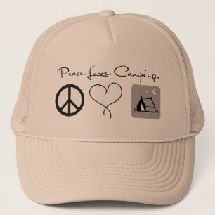 Casquette Peace Love Camping Chapeaux Trucker