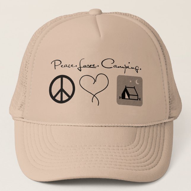 Casquette Peace Love Camping Chapeaux Trucker (Devant)