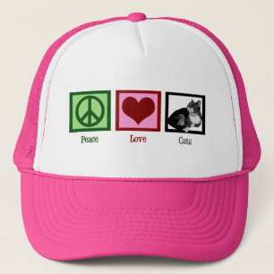 Casquette Peace Love Cats mignonne