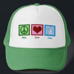 Casquette Peace Love Chèvres<br><div class="desc">Un joli signe de paix vert,  un coeur rouge et un adorable cadeau de chèvre pour un fermier ou une personne qui aime les animaux de ferme.</div>