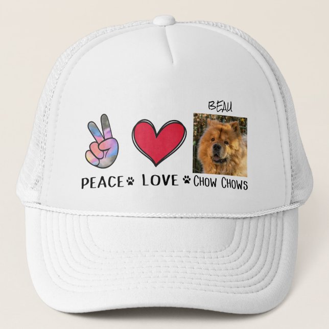 Casquette Peace Love Chow Chows Amoureux de les chiens (Devant)