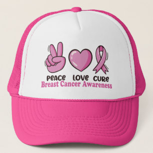 Casquette Peace Love Cure Cancer du sein Sensibilisation Fem