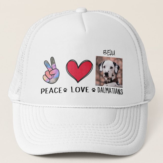 Casquette Peace Love Dalmatiens Amoureux de les chiens  (Devant)