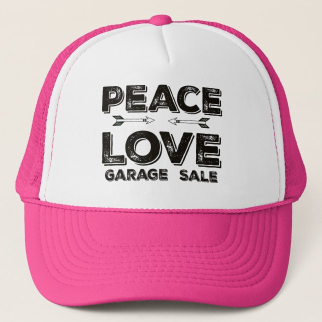 Casquette Peace Love Garage Vente Trucker Chapeau (Devant)