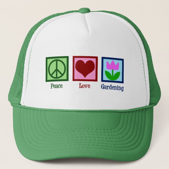 Casquette Peace Love Gardening joli jardiner Tulip Flower (Devant)