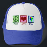 Casquette Peace Love Kites Cute Kite Festival<br><div class="desc">Un joli cadeau de fête de cerf-volant pour quelqu'un qui aime les cerfs-volants au parc.</div>