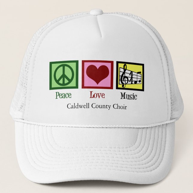 Casquette Peace Love Musique Custom Cute Musicien (Devant)