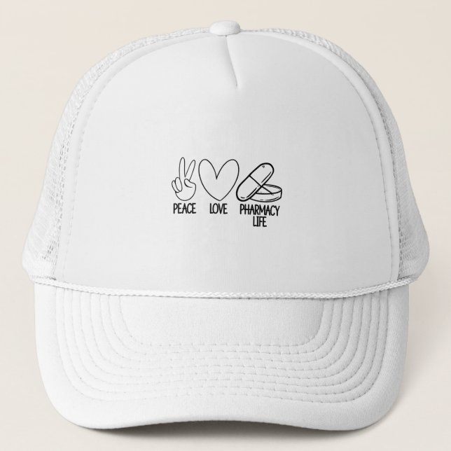 Casquette Peace Love Pharmacy Life Tech Pharmacist Medicine (Devant)