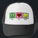 Casquette Peace Love Tennis<br><div class="desc">Êtes-vous le professionnel du tennis de votre lycée ou de l'université ? Montre-le.</div>