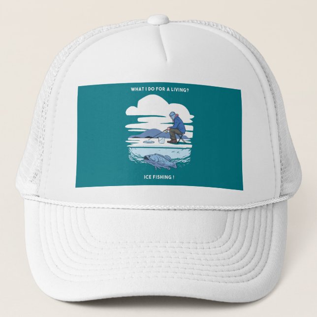Casquette Pêche sur glace - Hiver Pêcheur Design (Devant)