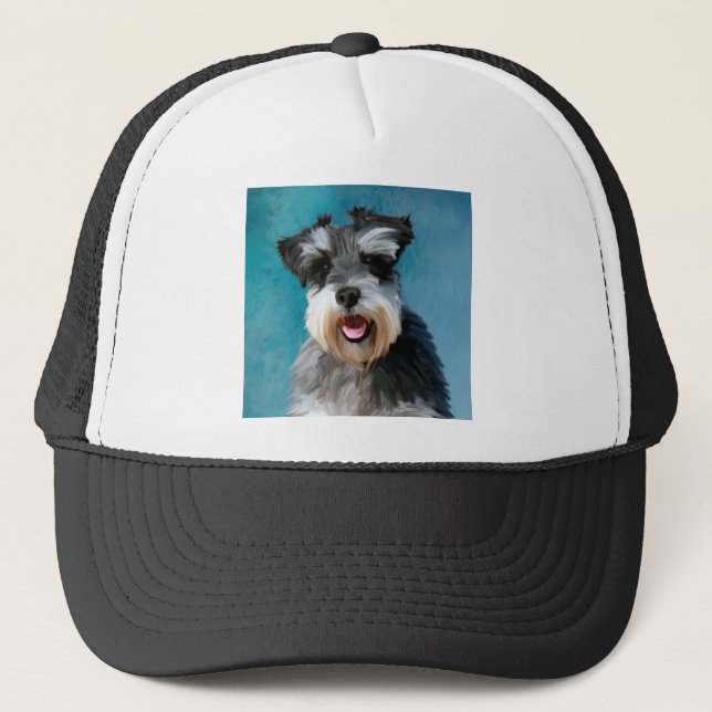Casquette Peinture à l'aquarelle de Schnauzer Nain (Devant)