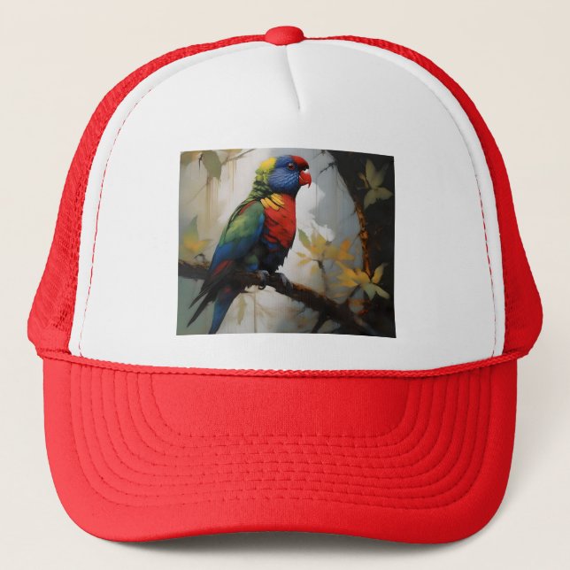 Casquette Peinture à l'huile Aussie Rainbow Lorikeet, (Devant)