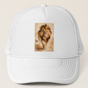 Casquette Peinture Abstraite Majestueuse Lion Doré Art de Lu