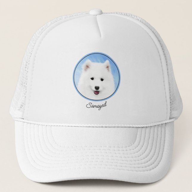 Casquette Peinture de chiot Samoyède - Art de chien original (Devant)