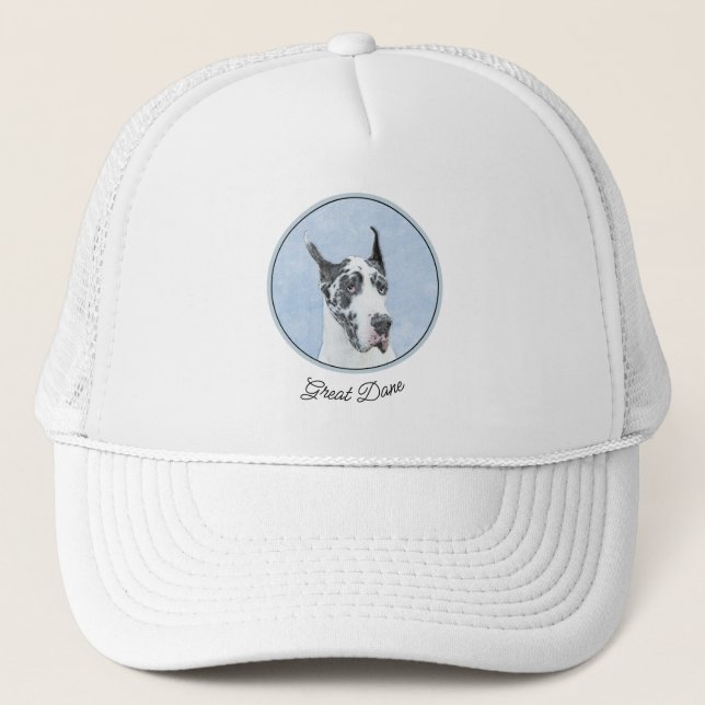 Casquette Peinture de Great Dane (Arlequin) - Art original d (Devant)