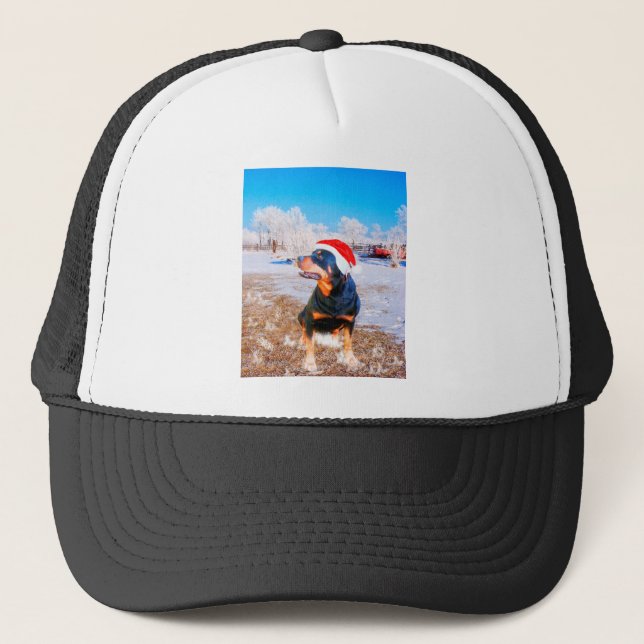 Casquette Peinture de Noël de chien Rottweiler (Devant)