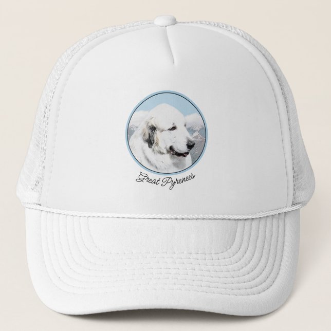 Casquette Peinture des Pyrénées - Art original du chien (Devant)