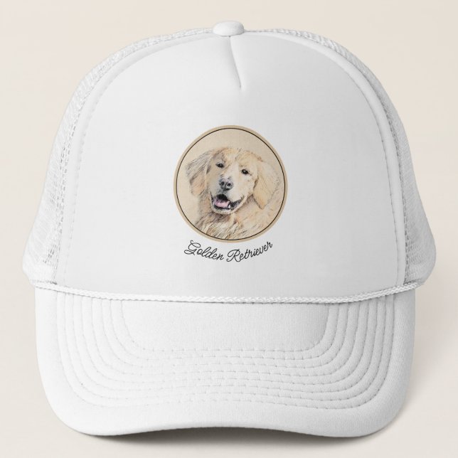 Casquette Peinture Golden Retriever - Joli art original chie (Devant)