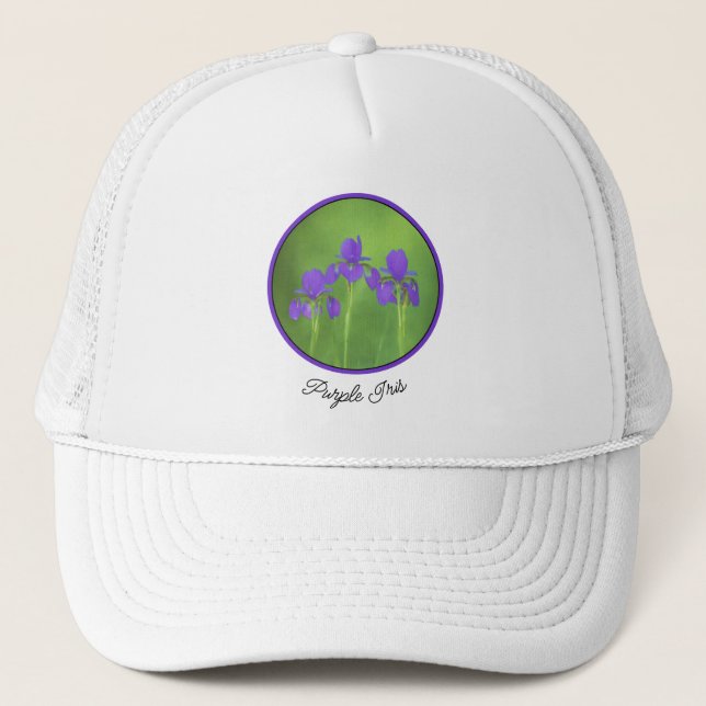 Casquette Peinture Iris Violet - Art Fleur Originale (Devant)