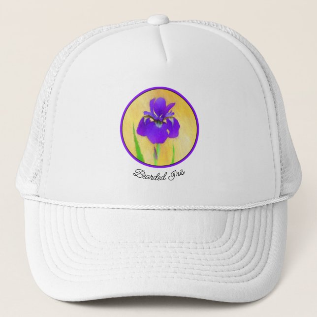 Casquette Peinture Iris Violet - Art Fleur Originale (Devant)