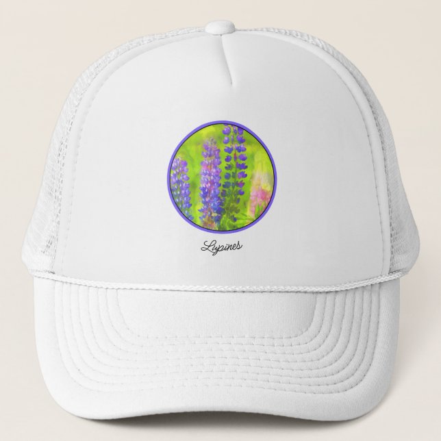 Casquette Peinture Lupine - Art Fleur Original (Devant)