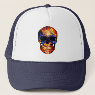 CASQUETTE PEINTURE NEON ABSTRAITE DE CRÂNE