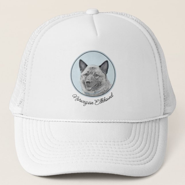 Casquette Peinture norvégienne Elkhound - Art original Chien (Devant)