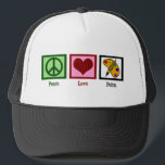Casquette Peinture Peace Love<br><div class="desc">Un signe de paix, un coeur et une palette d'artistes de couleurs vives et de pinceau.</div>